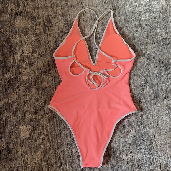 Aerie NWT One-Piece Swimsuit with White Trim - size small - neon - Picture 3 of 5
